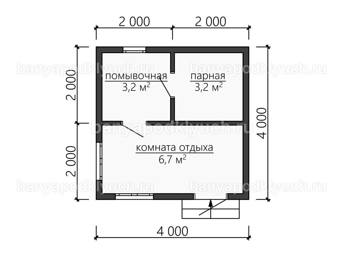 Каркасная баня 4x4 м Каркасная баня 4x4 м