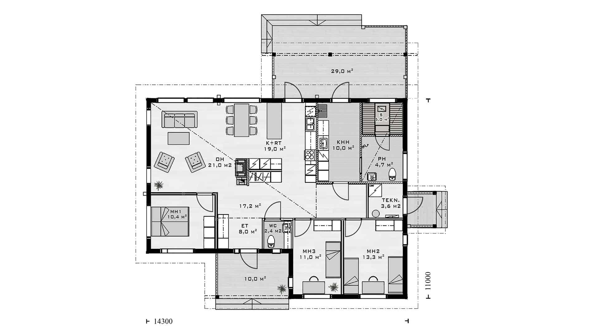 Дом из бруса 14×11 м Дом из бруса 14×11 м